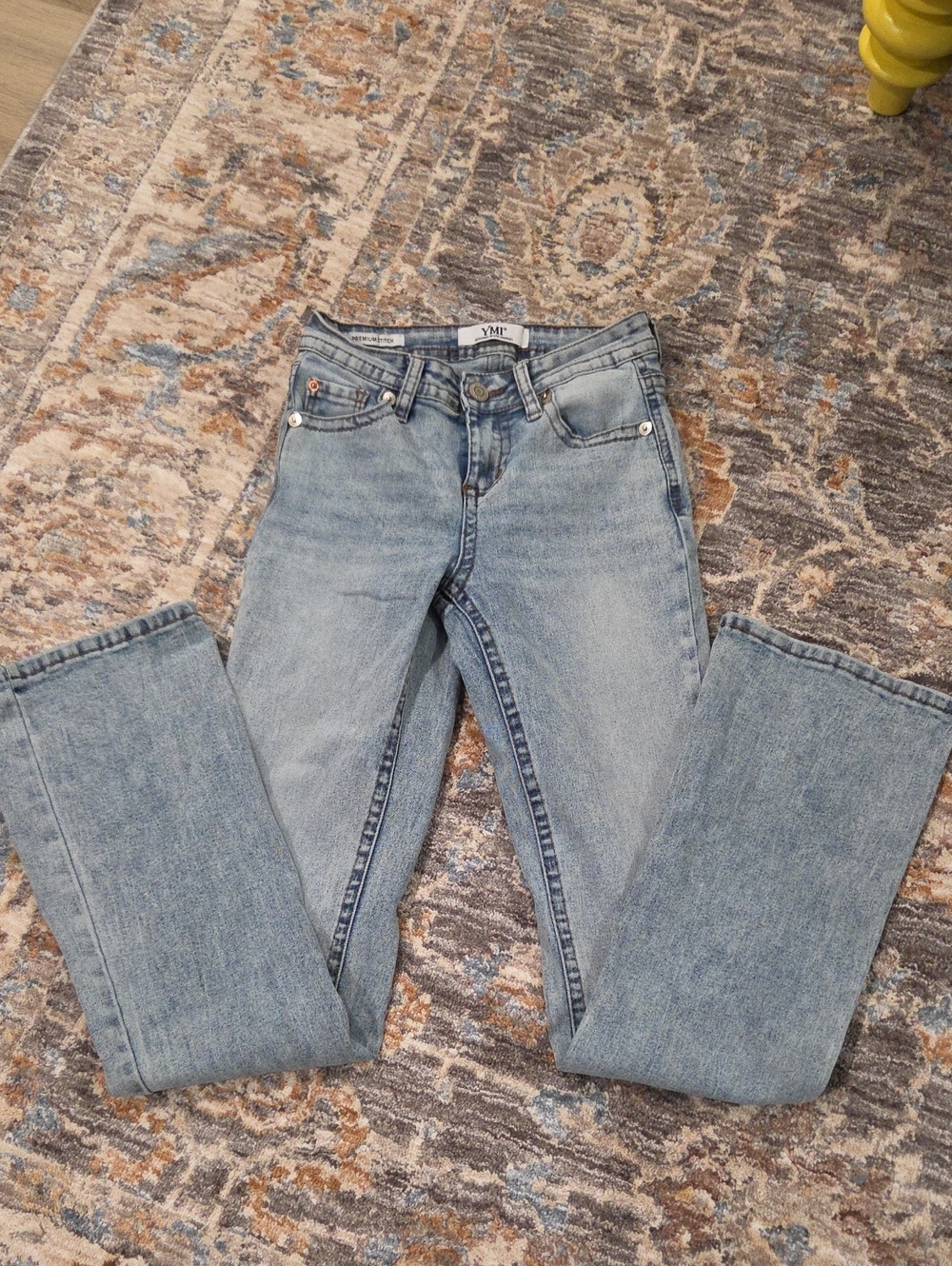 YMI Acid Washed Flare Leg Jeans